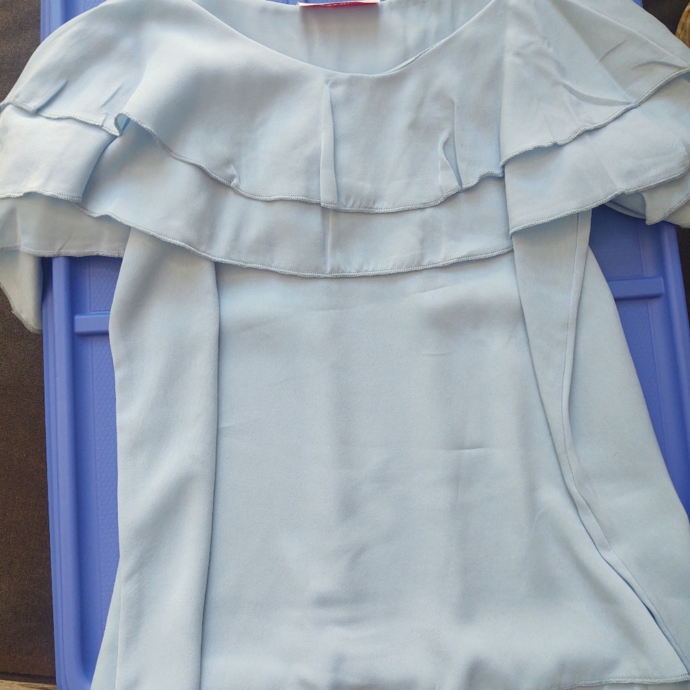 Off the shoulder Blue ruffle top